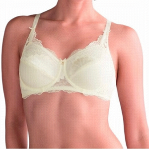 Amoena Aurelie Size 34D Wired Mastectomy Bra Lace & Gold Tone Detailing